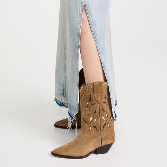 RE/DONE Women’s Mid Rise Split Denim Maxi Skirt Ripped Tide Boho Chic Sz 26 NWT - Picture 4 of 13